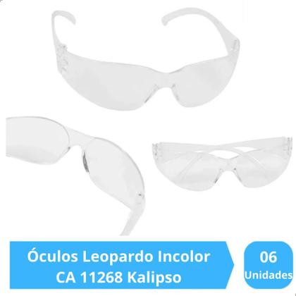 Imagem de Óculos Proteção Incolor EPI Leopardo 6 unidades