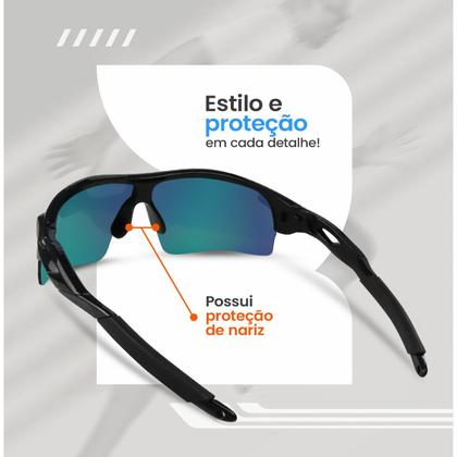 Imagem de oculos protecao uv400 ciclismo bike corrida esportivo + case original lente espelhada acetato vilão qualidade premium