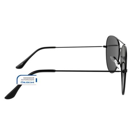 Imagem de Oculos Sol Aço Inox Preto Masculino Aviador Protecao UV armação preta presente lente prenta moda masculina original