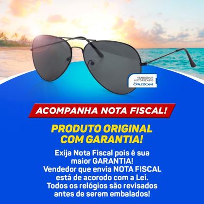 Imagem de Oculos Sol Aço Inox Preto Masculino Aviador Protecao UV armação preta presente lente prenta moda masculina original