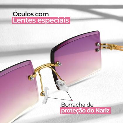 Imagem de Oculos Sol Feminino Case + Metal Vintage Proteção Uv Social