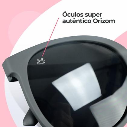 Imagem de Oculos Sol Feminino Emborrachado Proteção UV Redondo + Case preto original estiloso moda qualidade premium casual
