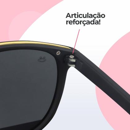 Imagem de Oculos Sol Feminino Emborrachado Proteção UV Redondo + Case preto original estiloso moda qualidade premium casual