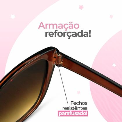 Imagem de Oculos sol feminino gatinho praia proteção uv vintage + case original quadrado moda verão acetato