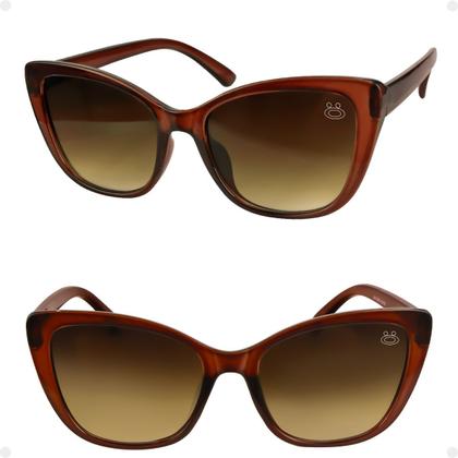 Imagem de Oculos Sol Feminino Gatinho Praia Proteção UV Vintage + Case qualidade premium estiloso original presente marrom verão