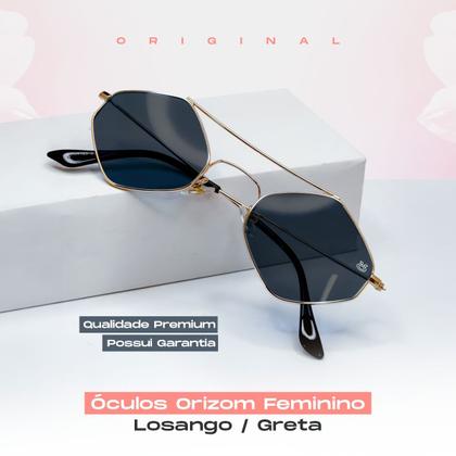 Imagem de oculos sol feminino losango aço metal proteção uv + case maria moda praia hype qualidade premium