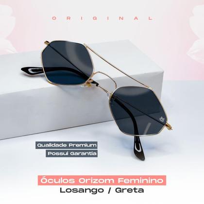 Imagem de Oculos Sol Feminino Losango Aço Metal Proteção Uv + Case