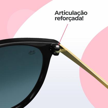 Imagem de oculos sol feminino preto redondo protecao uv acetato + case verão Casual qualidade premium sol presente estiloso praia