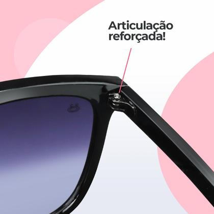 Imagem de oculos sol feminino quadrado vintage proteção uv + case moda qualidade premium original estiloso