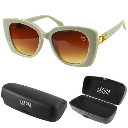 Imagem de oculos sol feminino social praia vintage proteção uv + case original lentes marrom verão luxo bege