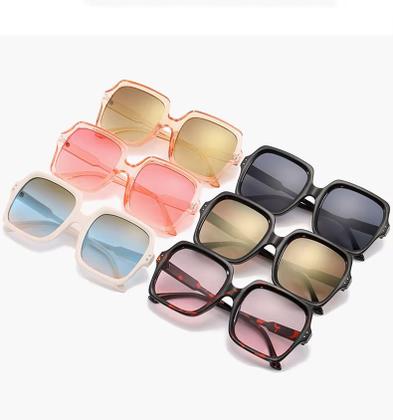 Imagem de Óculos Sol Feminino Vinkin Classico Vintage Quadrado Uv 400 Champanhe Marrom-claro