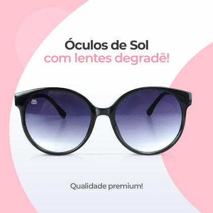 Imagem de oculos sol feminino vintage verão preto + case original estiloso moda qualidade premium exclusivo