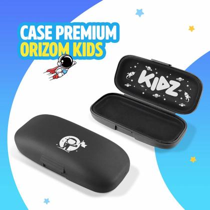 Imagem de oculos sol infantil criança preto vintage proteção uv + case