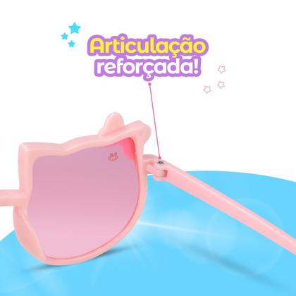 Imagem de Oculos Sol Infantil Rosa Case Gatinho Protecao UV Vintage acetato qualidade premium presente menina