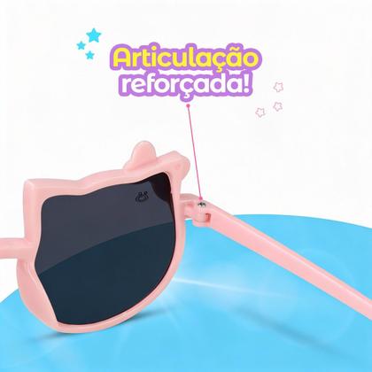 Imagem de Oculos Sol Infantil Rosa Gatinho Case Protecao UV Vintage qualidade premium presente menina acetato