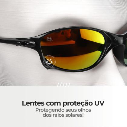 Imagem de oculos sol lupa preto laranja masculino qualidade premium original presente social verão casual