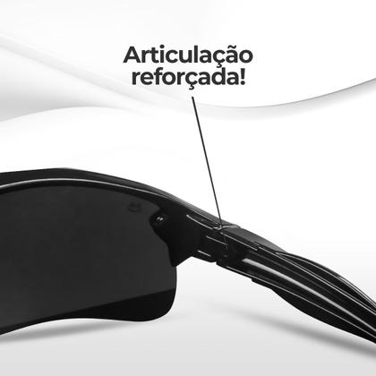 Imagem de oculos sol masculino ciclismo proteção uv esportivo + case policial presente qualidade premium armação preta original