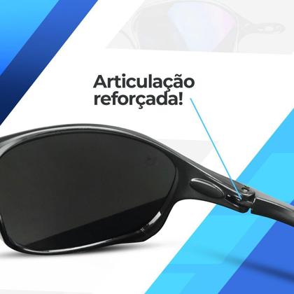 Imagem de Oculos Sol Masculino Lupa Praia Preto Acetato Proteção Uv