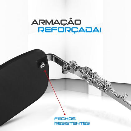 Imagem de Óculos Sol masculino metal retangular escuro Hype Jaguar Yakuza estiloso original banhado moda luxo praia moderno proteçao uv
