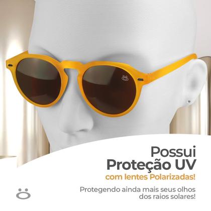 Imagem de Oculos Sol Masculino Proteção Uv Casual Vintage Verão + Case qualidade premium presente amarelo estiloso acetato casual