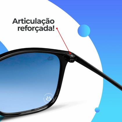 Imagem de oculos sol masculino quadrado aço inox protecao uv case presente casual lente preta armação preta