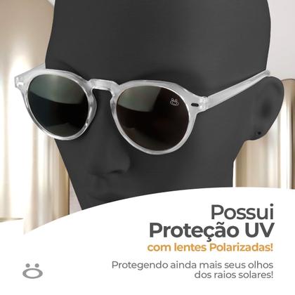 Imagem de Oculos Sol Masculino Verão Casual + Case lentes pretas estiloso social armação transparente acetato casual presente