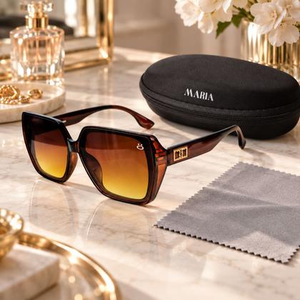 Imagem de Oculos sol original quadrado protecao uv qualidade premium marrom presente praia luxo acetato
