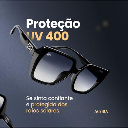 Imagem de Oculos Sol Polarizado Feminino UV400 Preto Quadrado Premium + Case Original Presente Tendencia Mulher