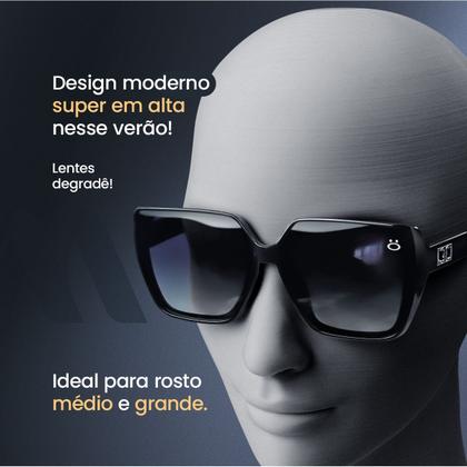 Imagem de Oculos Sol Polarizado Feminino UV400 Preto Quadrado Premium + Case Original Presente Tendencia Mulher
