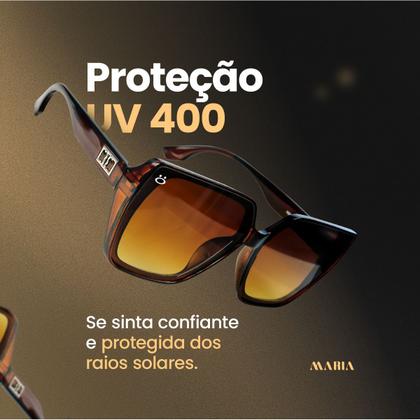 Imagem de Oculos Sol Polarizado Feminino UV400 Quadrado Marrom Premium + Case Original Presente Tendencia Mulher