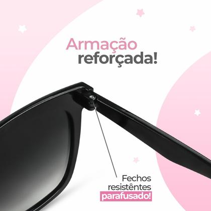 Imagem de Oculos Sol Polarizado Feminino UV400 Quadrado Preto Premium + Case Original Presente Tendencia Mulher