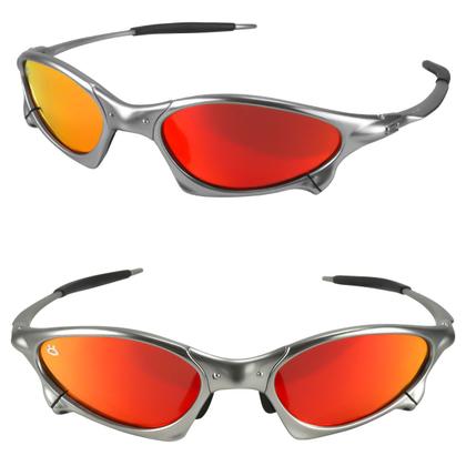 Imagem de oculos sol prata metal masculino lupa proteção uv + case todo metal praia qualidade premium casual