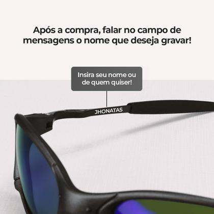 Imagem de oculos sol preto lupa azul metal proteção uv praia + case esportivo personalizavel original casual