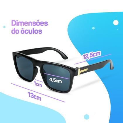 Imagem de oculos sol preto vintage protecao uv infantil criança + case menino presente qualidade premium