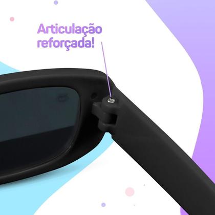 Imagem de Oculos Sol Protecao Uv Infantil Retro Preto Oculos Sol Retro