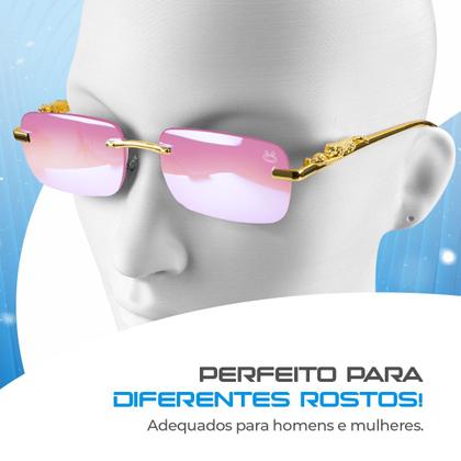 Imagem de Óculos Sol Yakuza Trape Personalize Mafia Jaguar Hype + Case luxo lente rosa estiloso qualidade premium moda metal verão