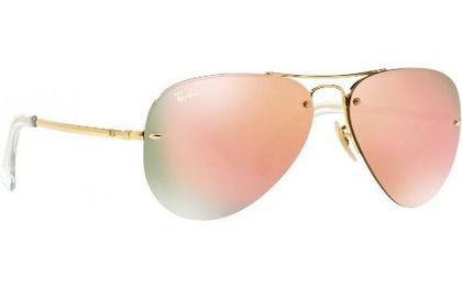 Imagem de Óculos Solar Ray-ban Rb3449 001/2y 59-14 Aviador Dourado Rosa Espelhado