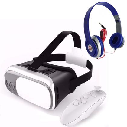 Imagem de Óculos Vr 3d + Controle Bluetooth + Fone De Ouvido