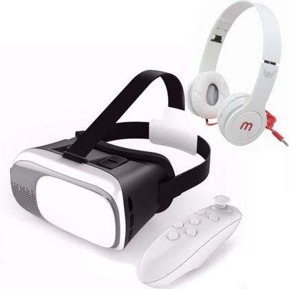 Imagem de Óculos Vr 3d + Controle Bluetooth + Fone De Ouvido