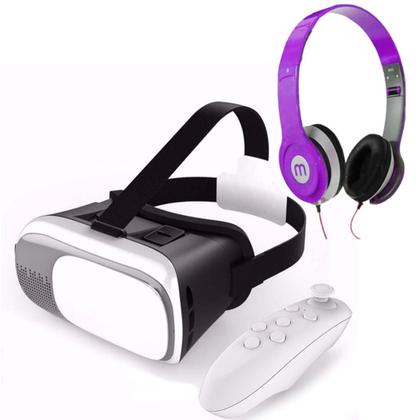 Imagem de Óculos Vr 3d + Controle Bluetooth + Fone De Ouvido