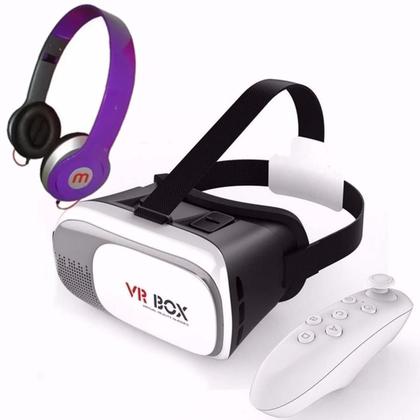 Imagem de Óculos Vr 3d + Controle Bluetooth + Fone De Ouvido