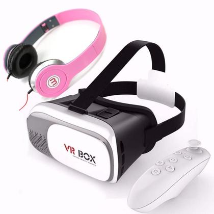 Imagem de Óculos Vr 3d + Controle Bluetooth + Fone De Ouvido