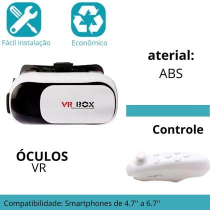 Imagem de Óculos VR Box 3D Realidade Virtual Controle Bluetooth Para Filmes