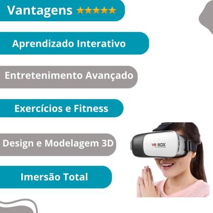 Imagem de Óculos VR Box 3D Realidade Virtual Filmes Jogos Controle Inclusivo