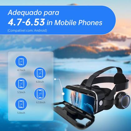 Imagem de Óculos VR Realidade Virtual 3D Com Fone De Ouvido Para Jogos e filmes 3D