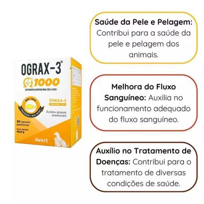 Imagem de Ograx 1000 Suplemento Ômega 3 Avert 30 Caprimido para Cães e Gatos 30 Cápsulas - Avert 02 Unidades
