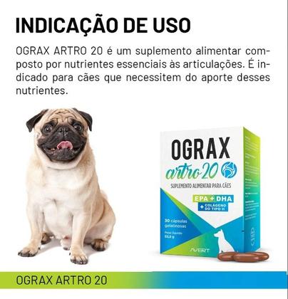 Imagem de Ograx Artro 20 Colágeno Cães e Gatos Avert 30cps