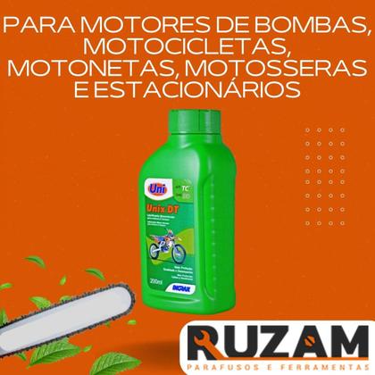 Imagem de Óleo 2 Tempos Unix DT Ingrax 200ml Para Roçadeira e Motor a Gasolina Lubrificante para Motores 2T