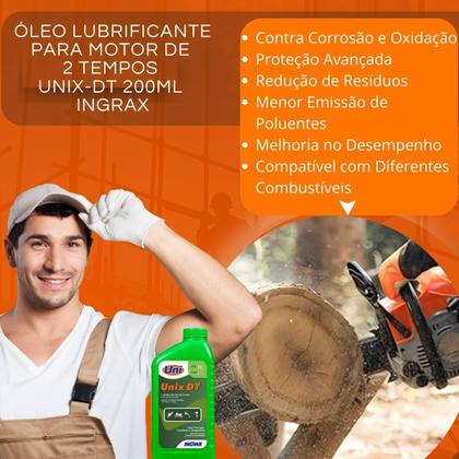Imagem de Óleo 2 Tempos Unix DT Ingrax 200ml Para Roçadeira e Motor a Gasolina Lubrificante para Motores 2T