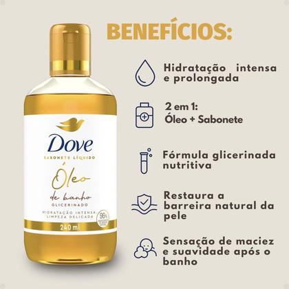 Imagem de Oleo de Banho Glicerinado Dove Sabonete Líquido 240ml